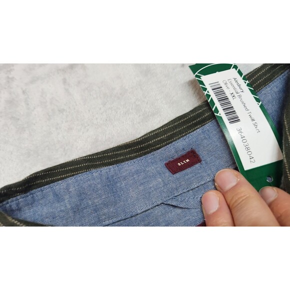 Alesbury Men's Olive XXL Essential Brushed Twill Shirt NWT - Picture 4 of 7